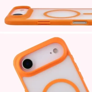 Etui z pierścieniem magnetycznym Bizon Case MatteO do Apple iPhone 17 Air przydymione-pomarańczowe