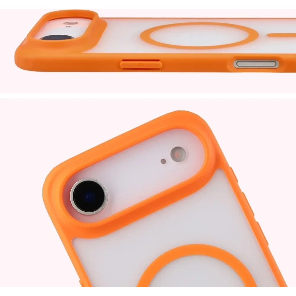 Etui z pierścieniem magnetycznym Bizon Case MatteO do Apple iPhone Air przydymione-pomarańczowe