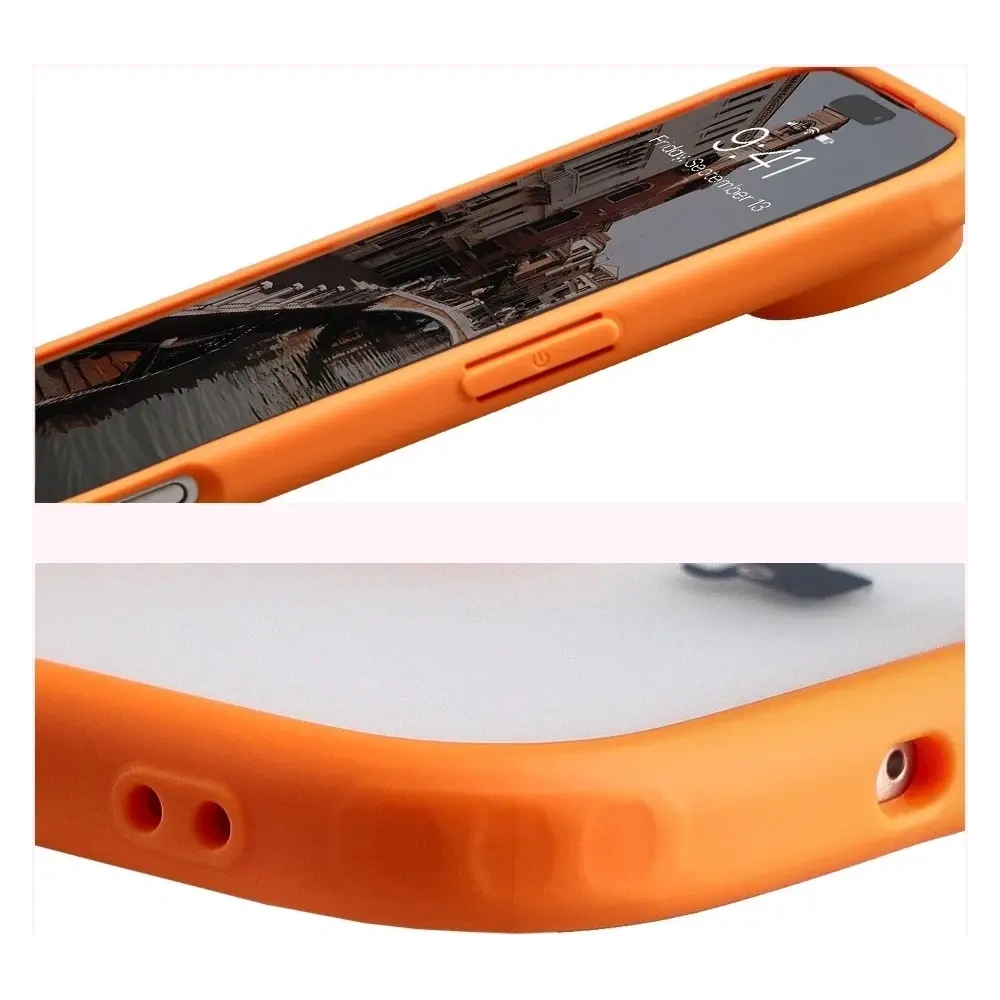 Etui z pierścieniem magnetycznym Bizon Case MatteO do Apple iPhone Air przydymione-pomarańczowe