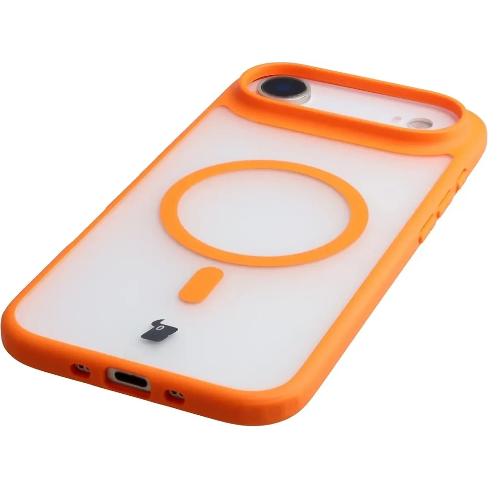 Etui z pierścieniem magnetycznym Bizon Case MatteO do Apple iPhone Air przydymione-pomarańczowe