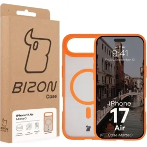 Etui z pierścieniem magnetycznym Bizon Case MatteO do Apple iPhone 17 Air przydymione-pomarańczowe