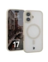 Etui z pierścieniem magnetycznym Bizon Case MatteO do Apple iPhone 17 przydymione-beżowe