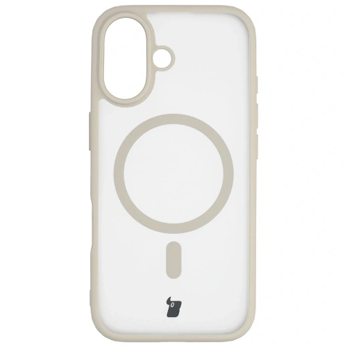 Etui z pierścieniem magnetycznym Bizon Case MatteO do Apple iPhone 17 przydymione-beżowe