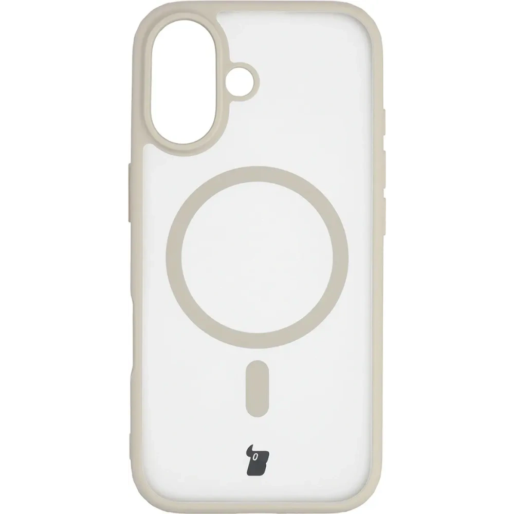 Etui z pierścieniem magnetycznym Bizon Case MatteO do Apple iPhone 17 przydymione-beżowe