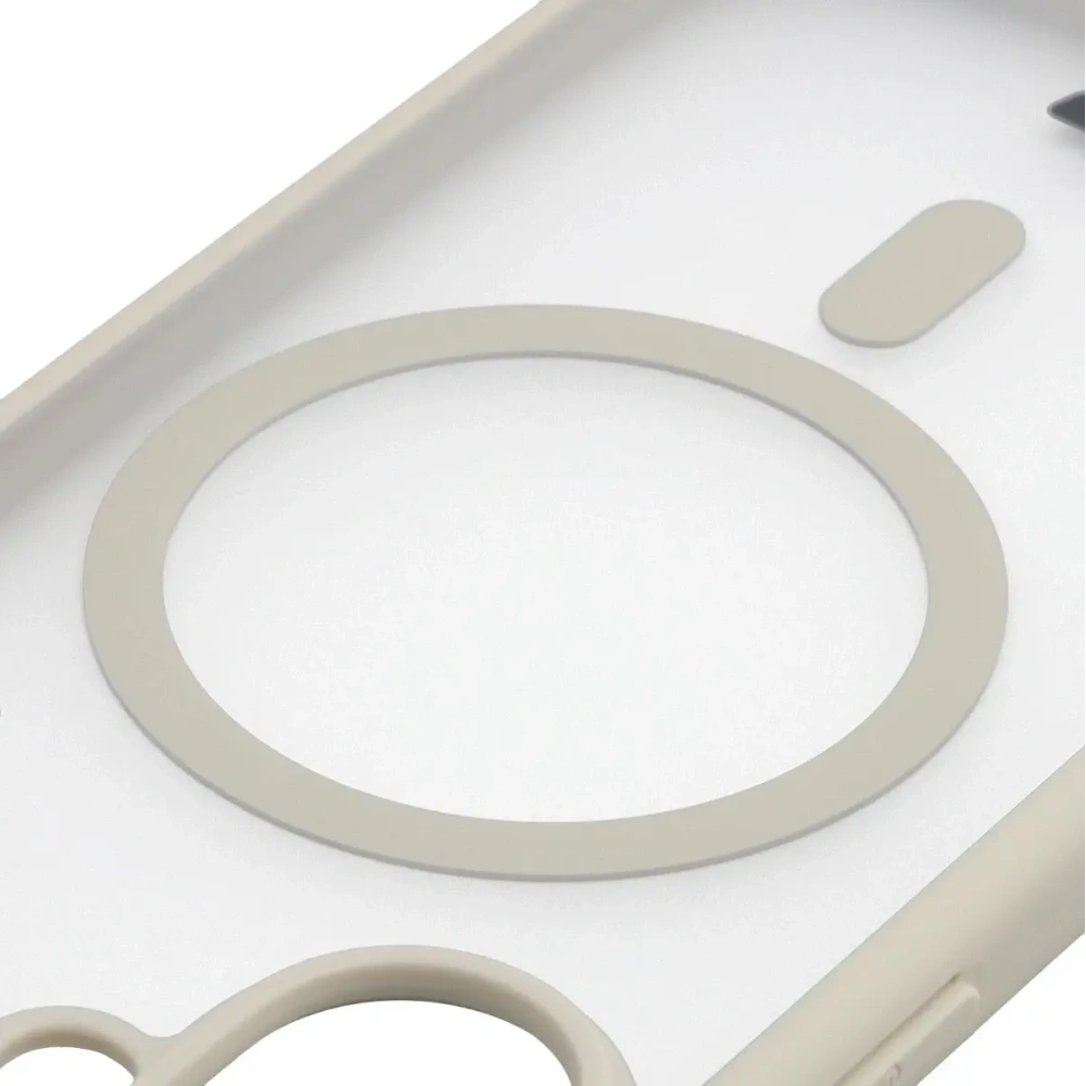 Etui z pierścieniem magnetycznym Bizon Case MatteO do Apple iPhone 17 przydymione-beżowe