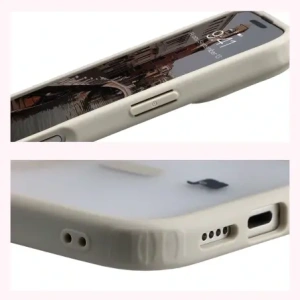 Etui z pierścieniem magnetycznym Bizon Case MatteO do Apple iPhone 17 przydymione-beżowe