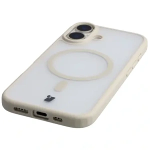 Etui z pierścieniem magnetycznym Bizon Case MatteO do Apple iPhone 17 przydymione-beżowe