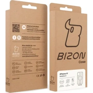 Etui z pierścieniem magnetycznym Bizon Case MatteO do Apple iPhone 17 przydymione-beżowe