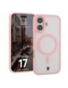 Etui z pierścieniem magnetycznym Bizon Case MatteO do Apple iPhone 17 przydymione-jasnoróżowe