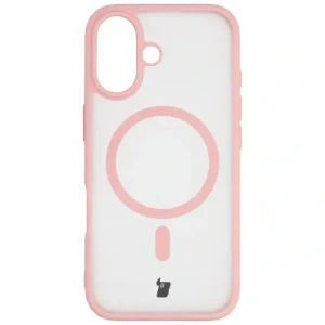 Etui z pierścieniem magnetycznym Bizon Case MatteO do Apple iPhone 17 przydymione-jasnoróżowe
