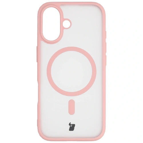 Etui z pierścieniem magnetycznym Bizon Case MatteO do Apple iPhone 17 przydymione-jasnoróżowe