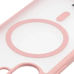 Etui z pierścieniem magnetycznym Bizon Case MatteO do Apple iPhone 17 przydymione-jasnoróżowe