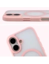 Etui z pierścieniem magnetycznym Bizon Case MatteO do Apple iPhone 17 przydymione-jasnoróżowe