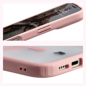 Etui z pierścieniem magnetycznym Bizon Case MatteO do Apple iPhone 17 przydymione-jasnoróżowe