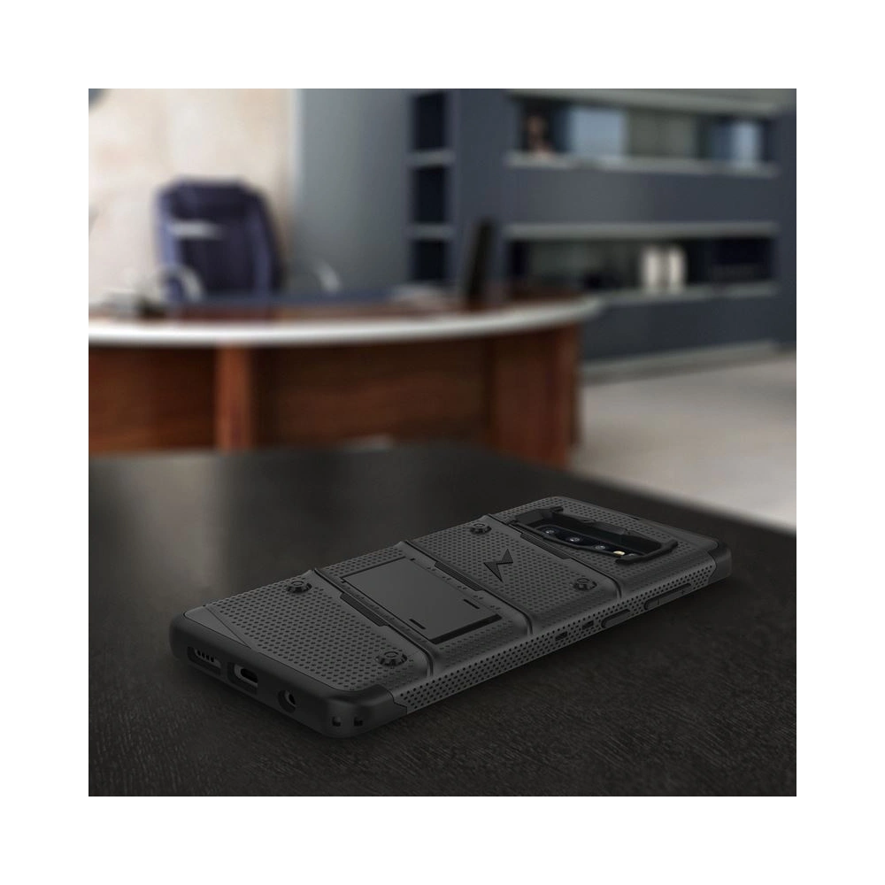 Pancerne etui Zizo Bolt Cover Samsung Galaxy S10+ Plus oraz podstawka & uchwyt do paska (Black/Black)
