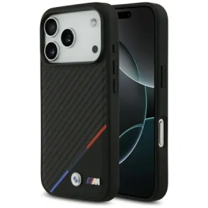 Etui BMW M Carbon Tricolor Line MagSafe do Apple iPhone 17 Pro czarny