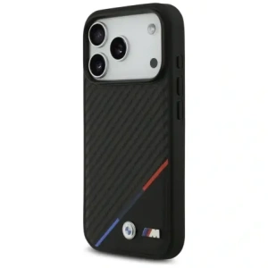 Etui BMW M Carbon Tricolor Line MagSafe do Apple iPhone 17 Pro czarny