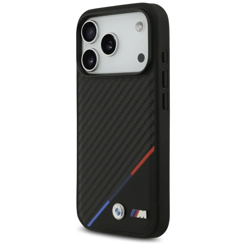 Etui BMW M Carbon Tricolor Line MagSafe do Apple iPhone 17 Pro czarny