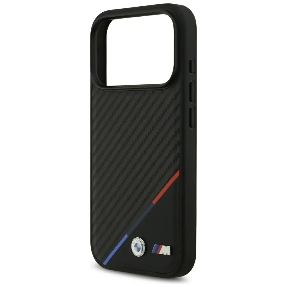 Etui BMW M Carbon Tricolor Line MagSafe do Apple iPhone 17 Pro czarny