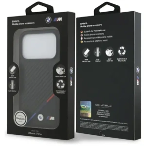 Etui BMW M Carbon Tricolor Line MagSafe do Apple iPhone 17 Pro czarny