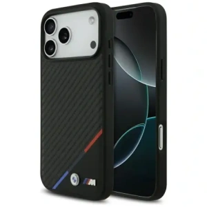 Etui BMW M Carbon Tricolor Line MagSafe do Apple iPhone 17 Pro Max czarny