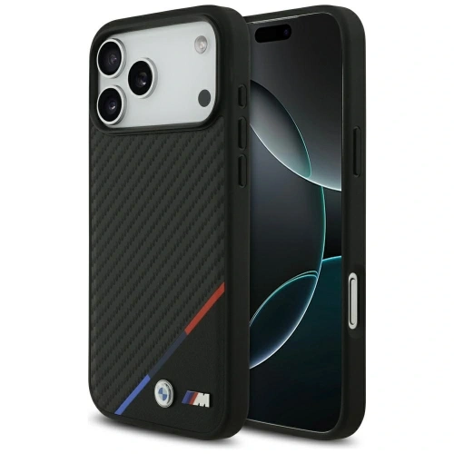 Etui BMW M Carbon Tricolor Line MagSafe do Apple iPhone 17 Pro Max czarny
