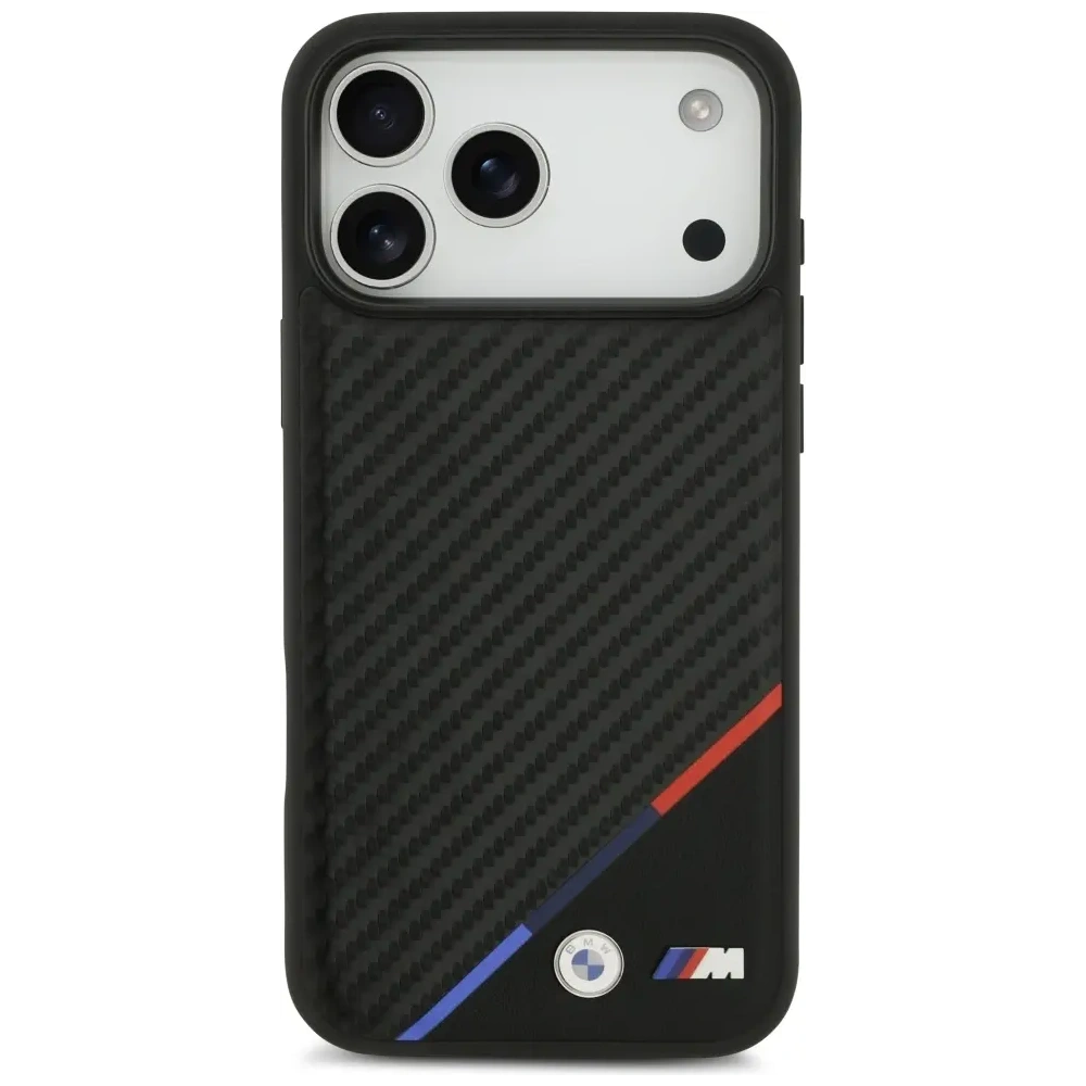 Etui BMW M Carbon Tricolor Line MagSafe do Apple iPhone 17 Pro Max czarny