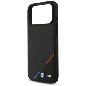 Etui BMW M Carbon Tricolor Line MagSafe do Apple iPhone 17 Pro Max czarny