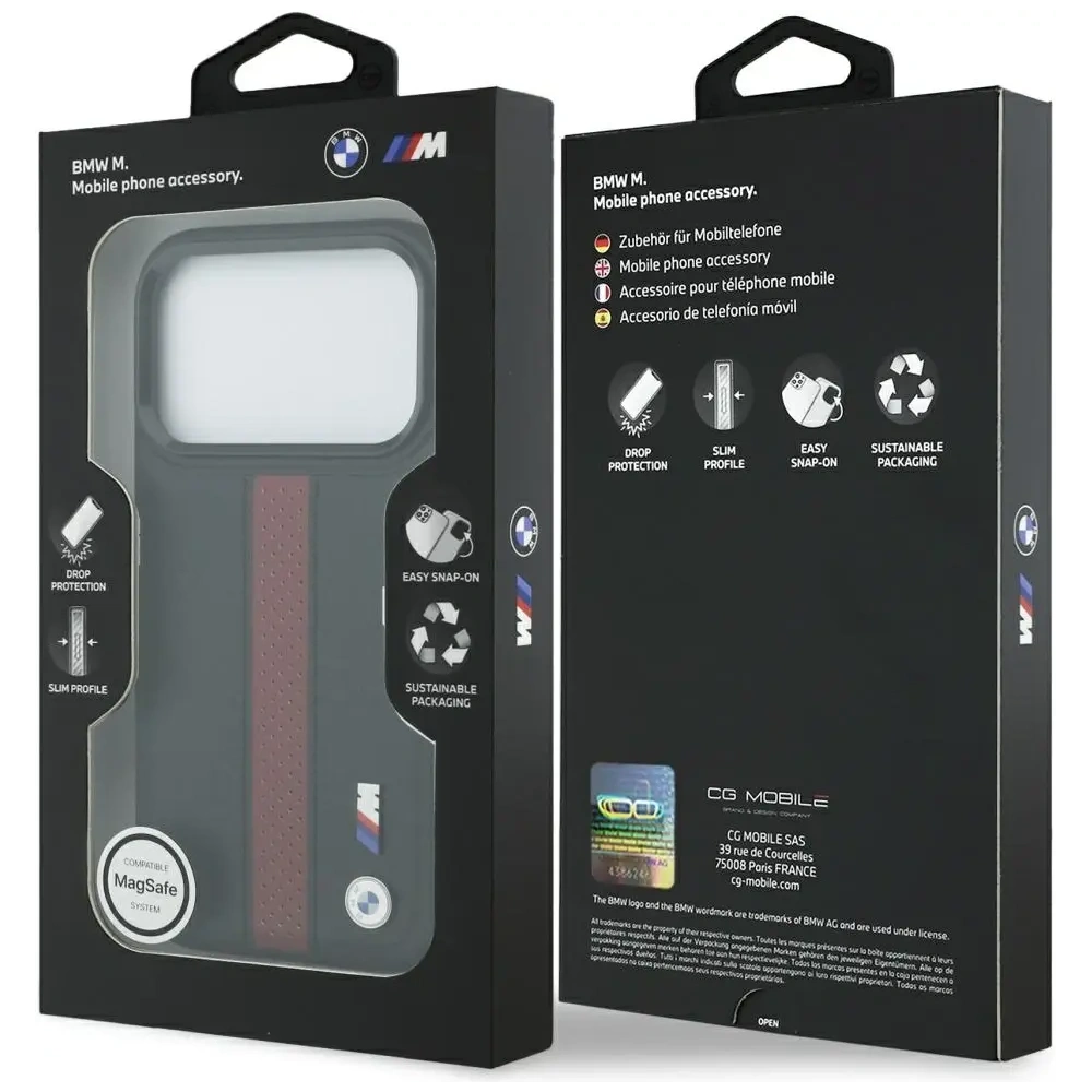 Etui BMW M Perforated Stripe Logo MagSafe do Apple iPhone 17 Pro czerwony