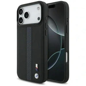 Etui BMW M Perforated Stripe Logo MagSafe do Apple iPhone 17 Pro Max niebieski