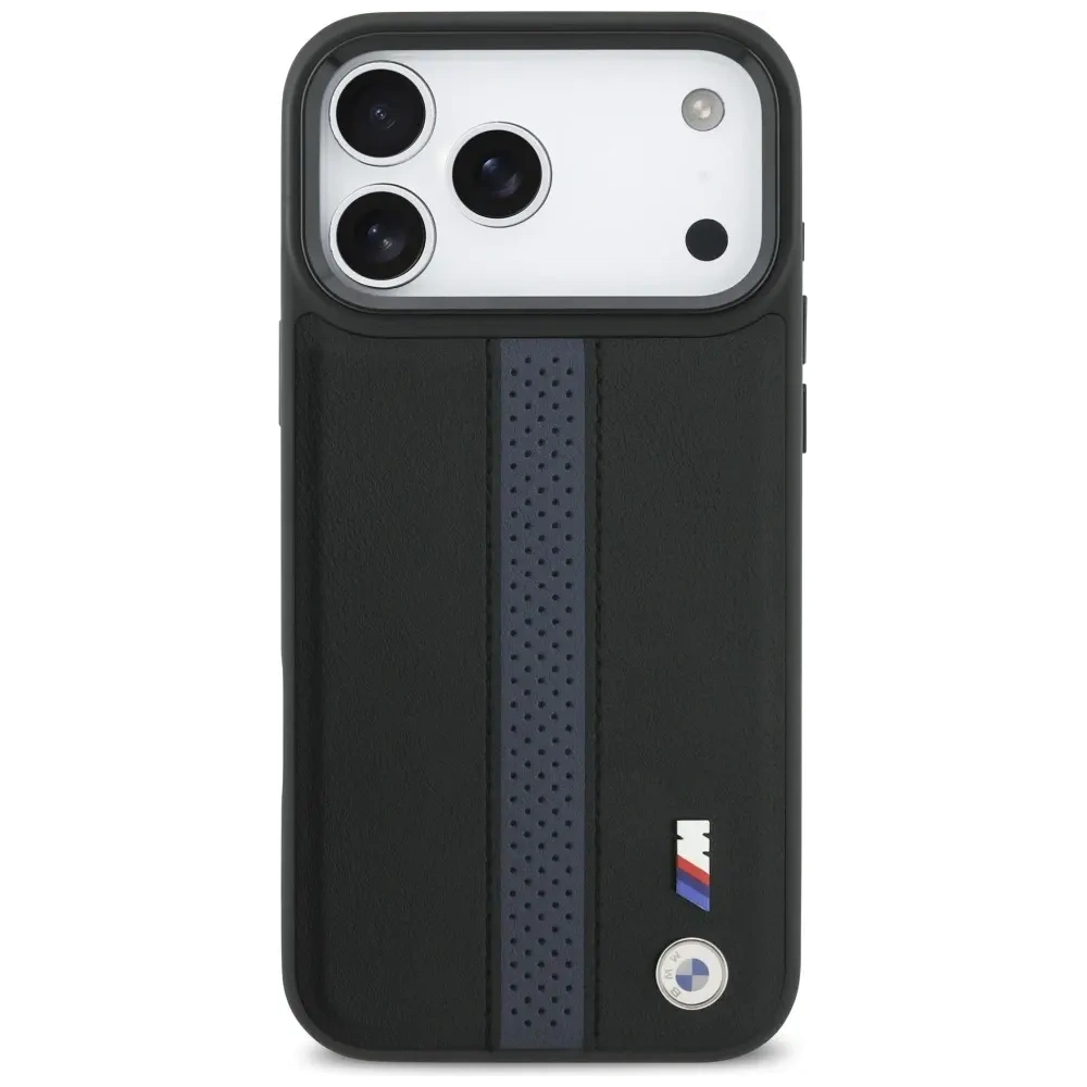 Etui BMW M Perforated Stripe Logo MagSafe do Apple iPhone 17 Pro Max niebieski