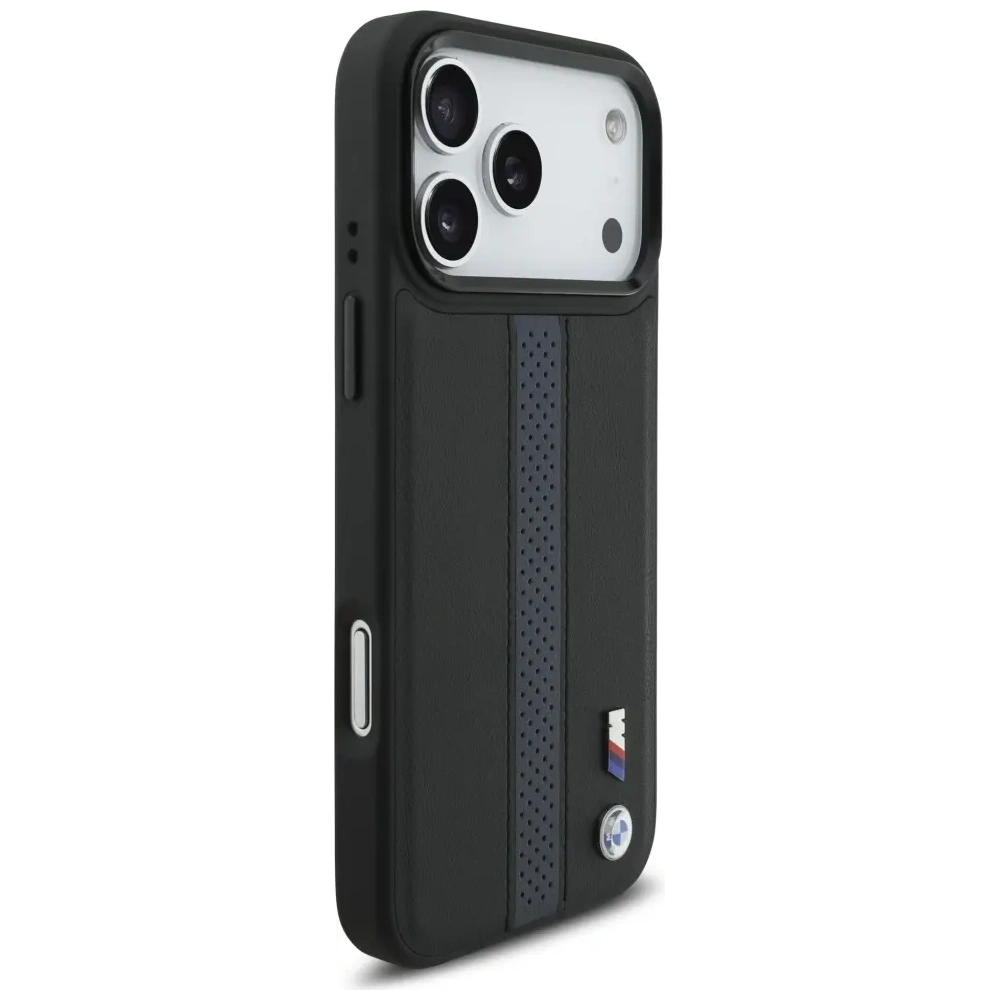 Etui BMW M Perforated Stripe Logo MagSafe do Apple iPhone 17 Pro Max niebieski