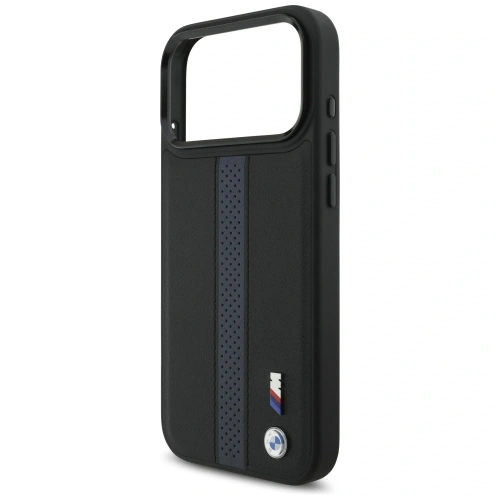 Etui BMW M Perforated Stripe Logo MagSafe do Apple iPhone 17 Pro Max niebieski