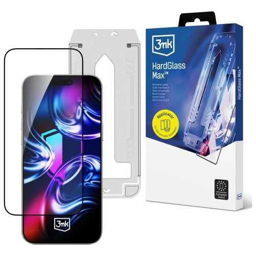 Szkło hartowane 3MK HardGlass Max z aplikatorem do Apple iPhone 16 Pro / 17