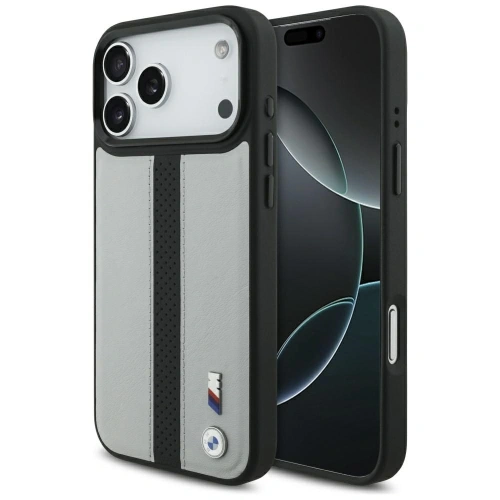 Etui BMW M Perforated Stripe Logo MagSafe do Apple iPhone 17 Pro Max szary