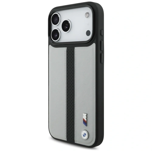 Etui BMW M Perforated Stripe Logo MagSafe do Apple iPhone 17 Pro Max szary