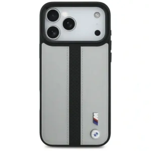 Etui BMW M Perforated Stripe Logo MagSafe do Apple iPhone 17 Pro Max szary