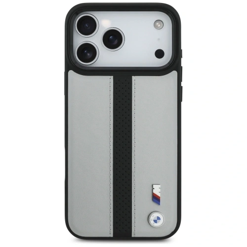 Etui BMW M Perforated Stripe Logo MagSafe do Apple iPhone 17 Pro Max szary