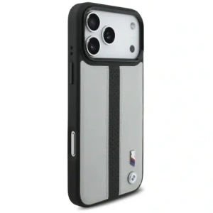 Etui BMW M Perforated Stripe Logo MagSafe do Apple iPhone 17 Pro Max szary