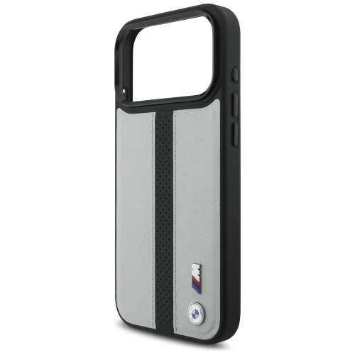 Etui BMW M Perforated Stripe Logo MagSafe do Apple iPhone 17 Pro Max szary