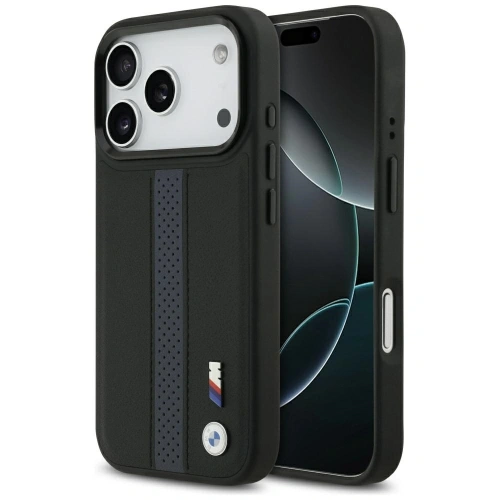 Etui BMW M Perforated Stripe Logo MagSafe do Apple iPhone 17 Pro niebieski