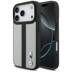 Etui BMW M Perforated Stripe Logo MagSafe do Apple iPhone 17 Pro szary