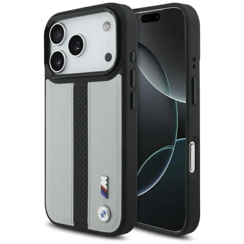 Etui BMW M Perforated Stripe Logo MagSafe do Apple iPhone 17 Pro szary