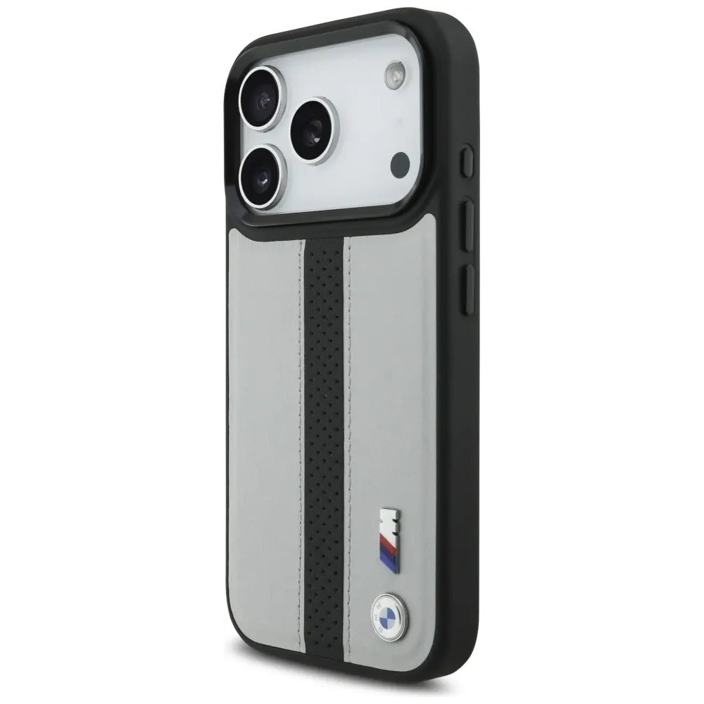 Etui BMW M Perforated Stripe Logo MagSafe do Apple iPhone 17 Pro szary
