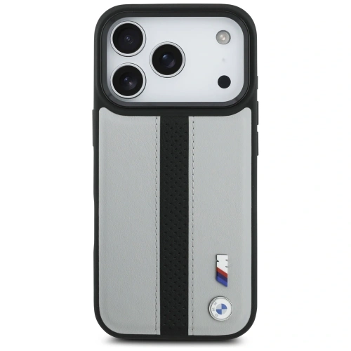 Etui BMW M Perforated Stripe Logo MagSafe do Apple iPhone 17 Pro szary