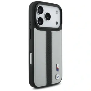 Etui BMW M Perforated Stripe Logo MagSafe do Apple iPhone 17 Pro szary