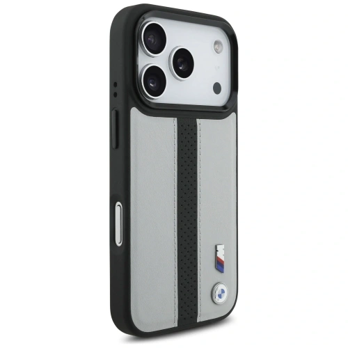 Etui BMW M Perforated Stripe Logo MagSafe do Apple iPhone 17 Pro szary