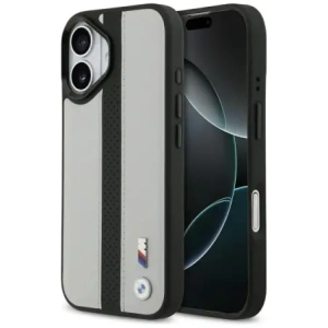Etui BMW M Perforated Stripe Logo MagSafe do Apple iPhone 17 szary