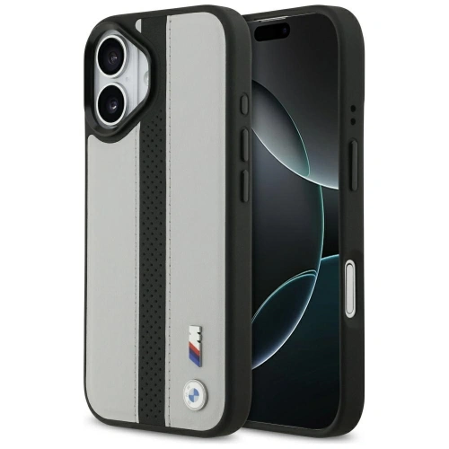 Etui BMW M Perforated Stripe Logo MagSafe do Apple iPhone 17 szary