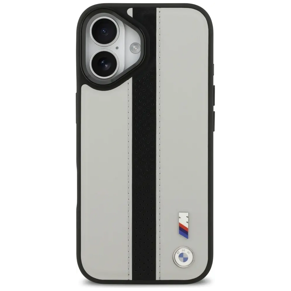 Etui BMW M Perforated Stripe Logo MagSafe do Apple iPhone 17 szary